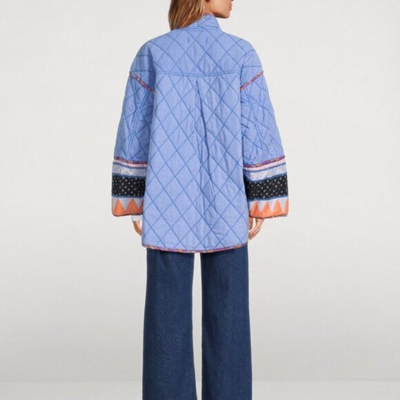 NWT Free People Jacket Womens Large Winnie Quilted Dutch Boho Patchwork Pockets - Picture 2 of 13